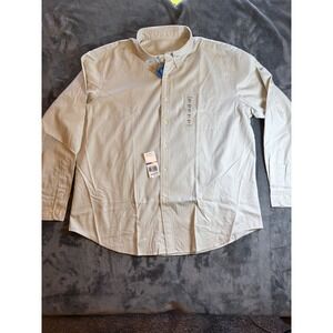 NWT Dockers Mens XXL Long Sleeve Button Down Shirt Twill No Wrinkles or Stains